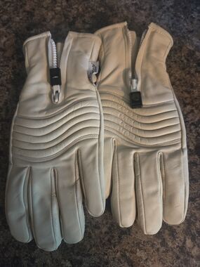 Molinari Guanti Bruno Cream Leather Gloves Womens Sz Med Fur Lined